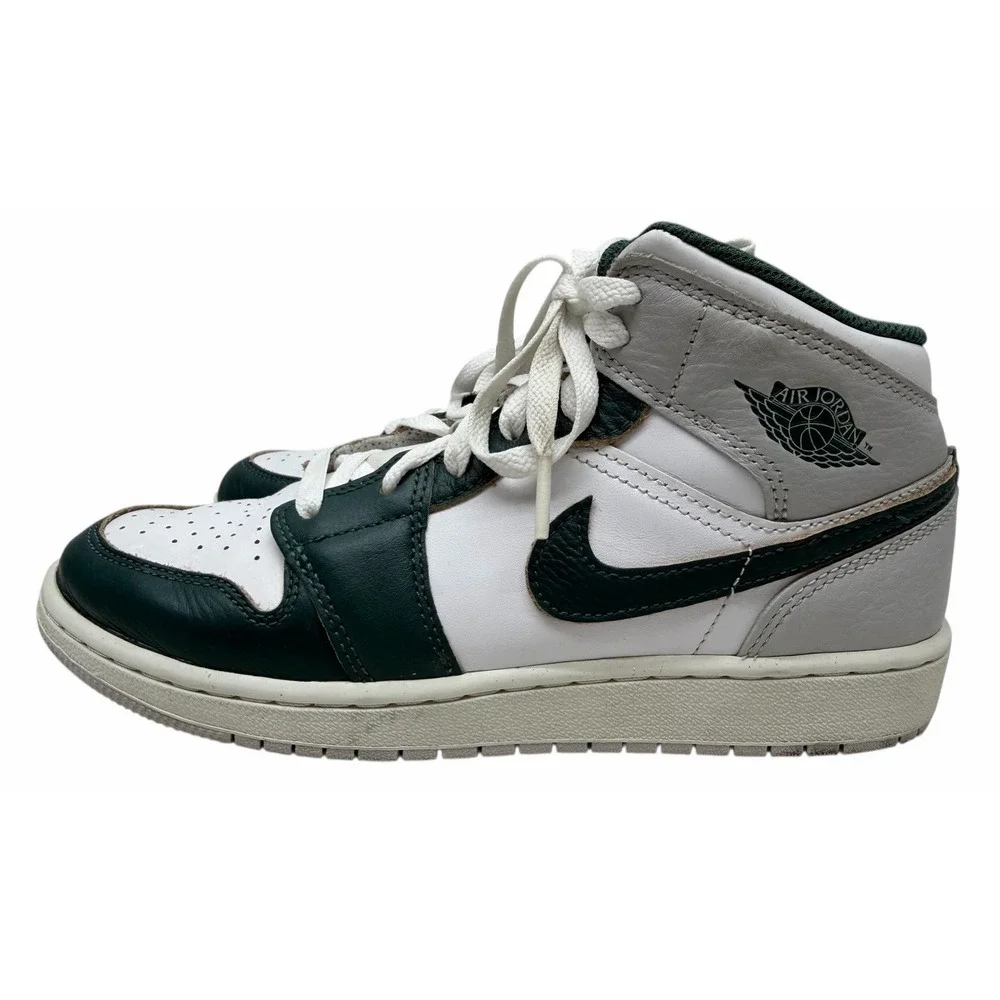 Air Jordan 1 Mid Oxidized Green Size 6.5 Y GSSneakers Grey White 2024 FQ8088-103